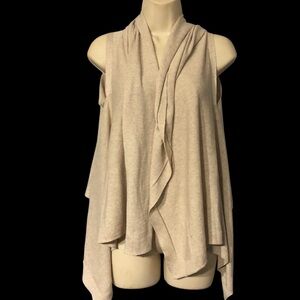 J Jill Women’s Sleeveless Chic Draped Cream Sweater Wrap Open Front One Size